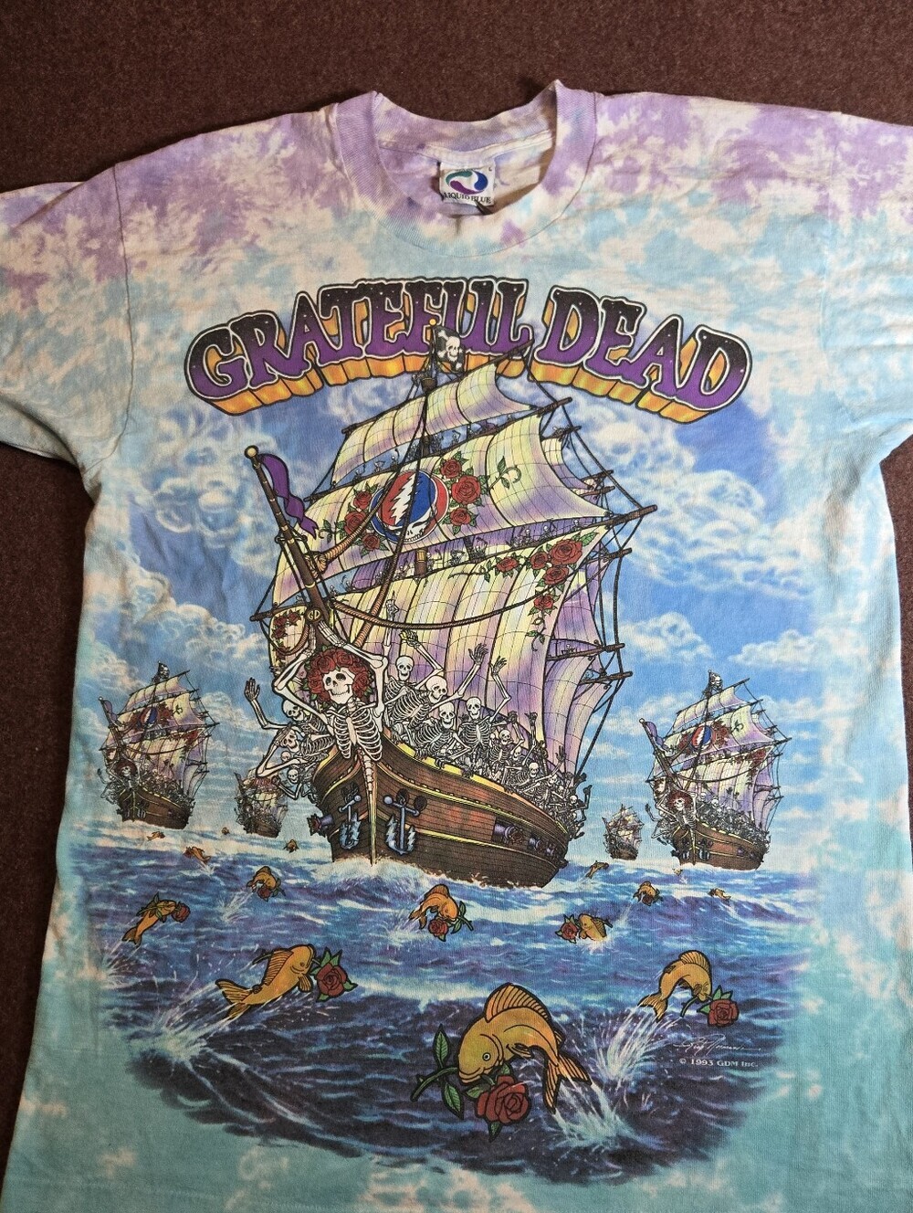 Original Liquid Blue Grateful Dead "Ship of Fools" Tie-dye Shirt Large Excellent